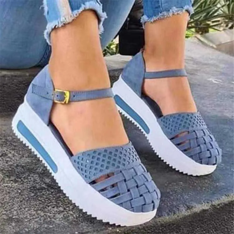 Tofflor Fashion Sexy Women's Sandals 2023 Summer New Hollow Breattable Platform Beach Shoes Casual Sewing Muffin Buckle Sandalias Mujer R230210