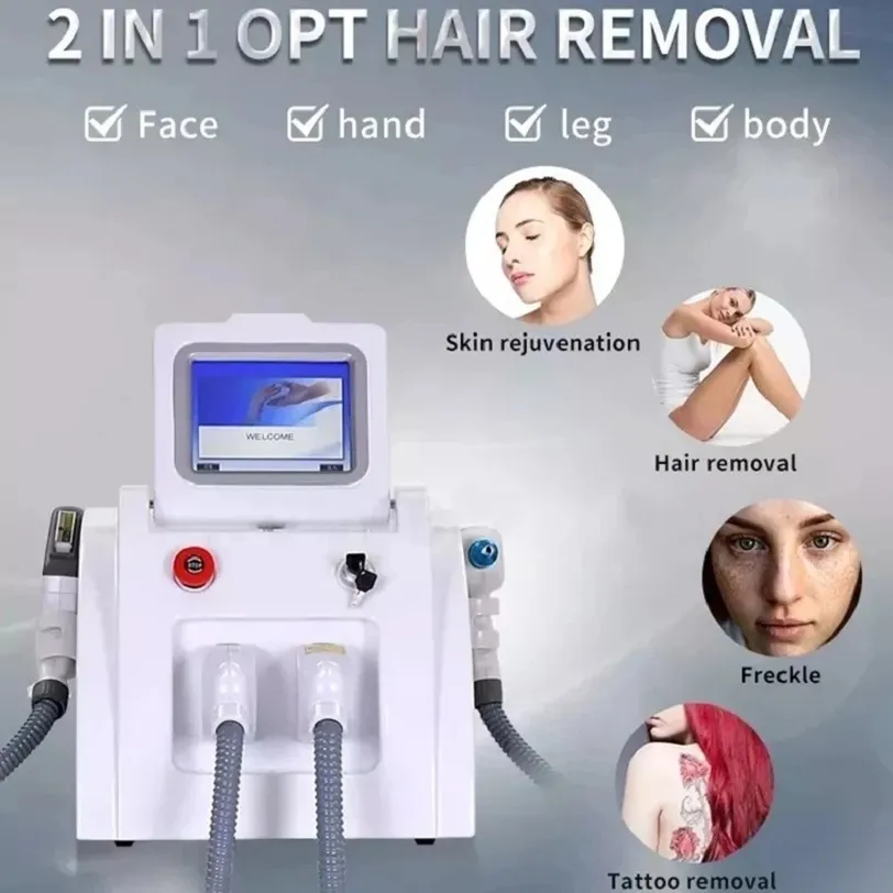 고품질 2 in 1 opt e-light IPL 레이저 에피 나프 ND YAG PICO 문신 제거 장치 피부 회춘 헤어 리무버 머신