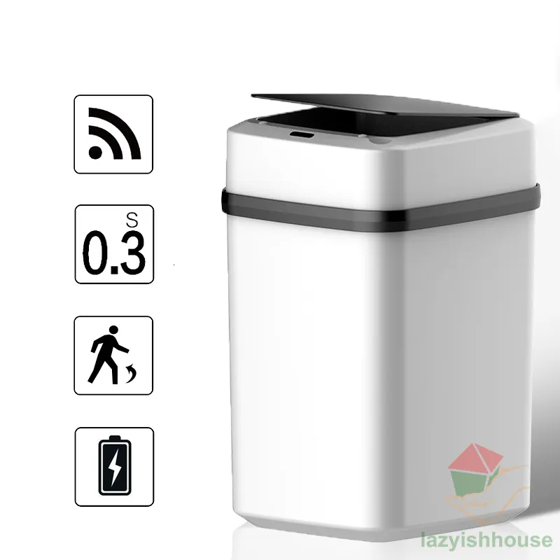 WASTE BINS KITCHEN TRASH BIN 15Lバスルームのタッチゴミ缶トイレでスマートガベージバケットビンダストビンスマートゴミCan Kitchen 230210