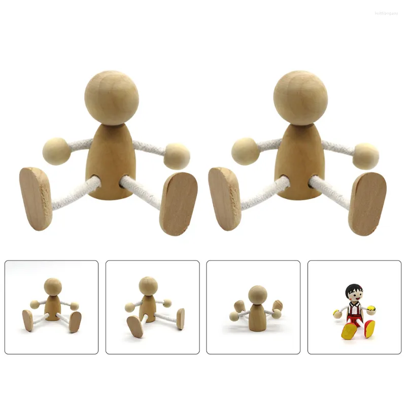 Dekorative Figuren, Holzpflockfiguren, Menschen, unvollendetes Holz, DIY, unbemalte Körper, Mini-Handwerk, Puppenmodell, Graffiti-Spielzeug für Kinder