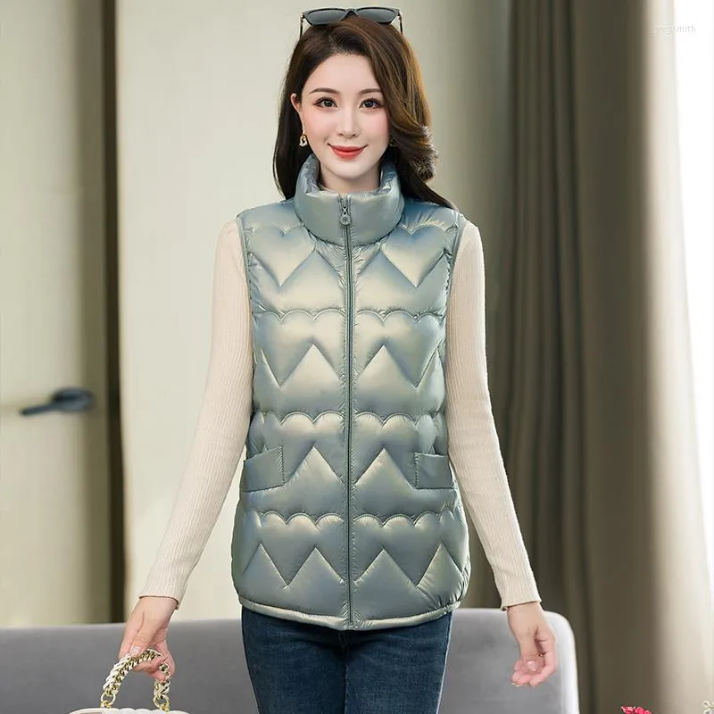 Women's Vests Fashion Autumn Winter Cotton Padded Vest Women Sleeveless Jackets Warm Solid Color Short Waistcoat