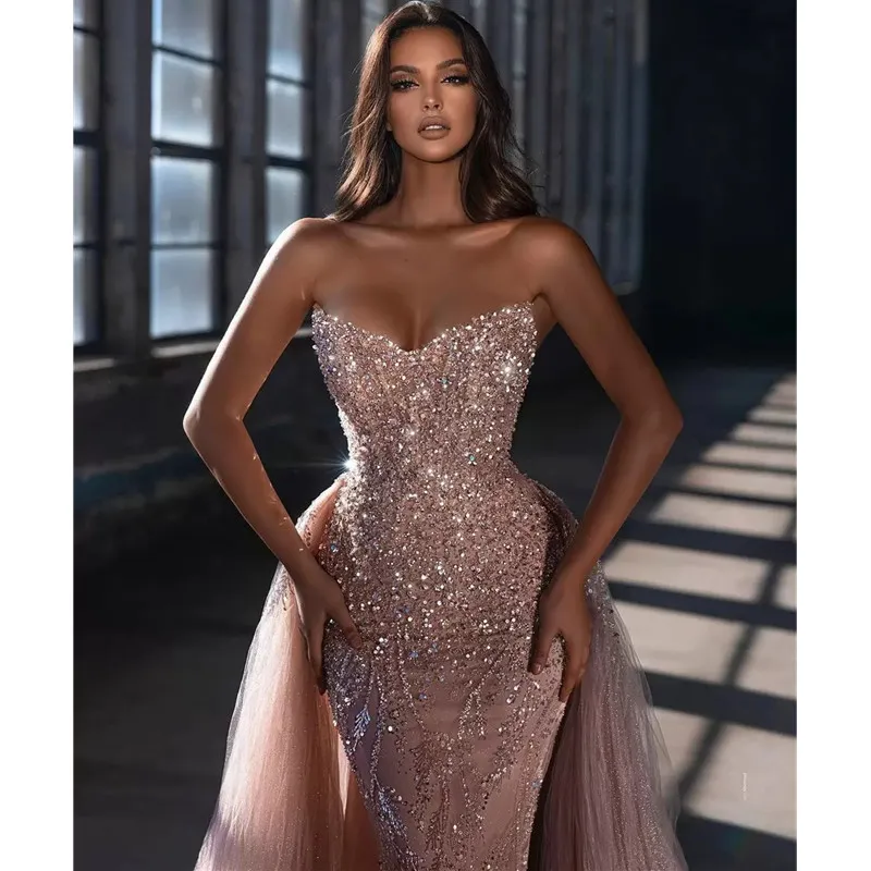 rose gold wedding dress Rose Gold One Shoulder Wedding Dress With Pockets main image 1