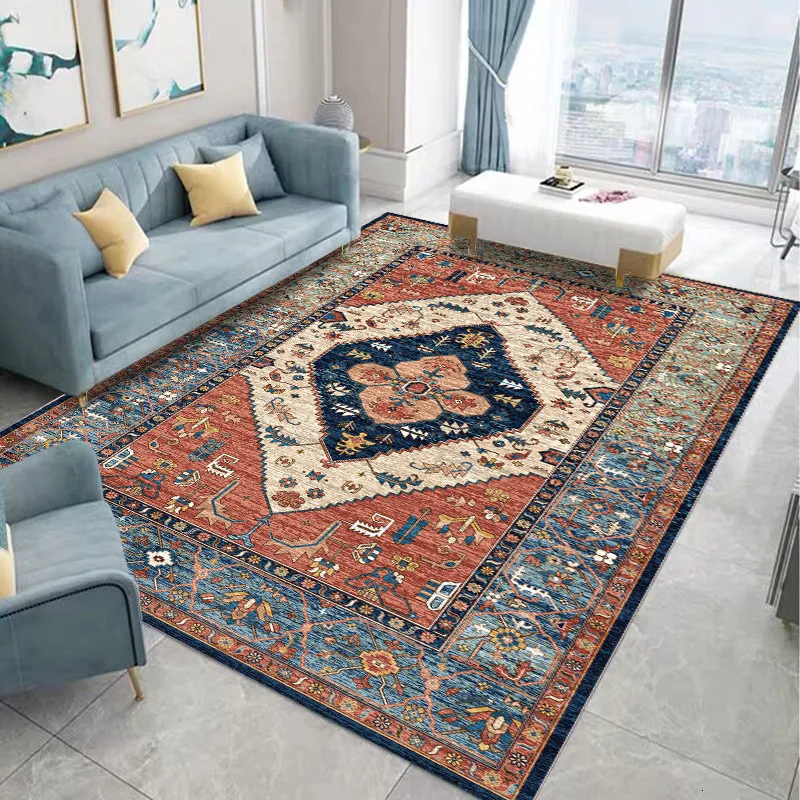 Carpete de estilo étnico decoração de quarto persa Americana sala de estar sofás mesas de café tapetes tapete de lounge de vestiário lavável 230209