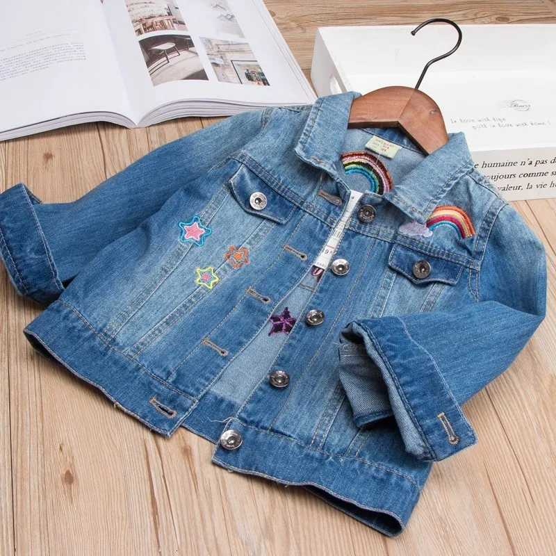Cute Unicorn Denim Jacket for Baby Girls Embroidered Jean Coat