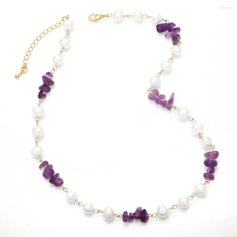 Hänghalsband flola violet natur sten pärlor eleganta kvinnor sötvatten barock pärlhalsband mode smycken fest gåvor nkeb515