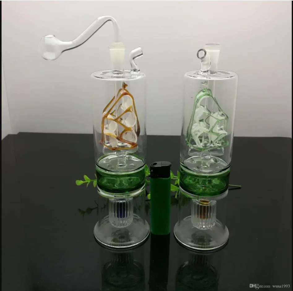 Glass Smoking Pipe Water Hookah Three-layer partition silent filtering sailboat glass water bottle