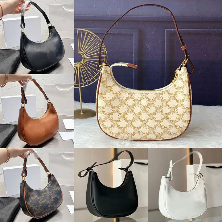 Bolsa de ombro feminina de grife Bolsa de mão de luxo Moda Totes Corrente de couro com fundo crescente em forma de meia-lua Bolsa mensageiro Hobo Bolsas com fechamento em zíper