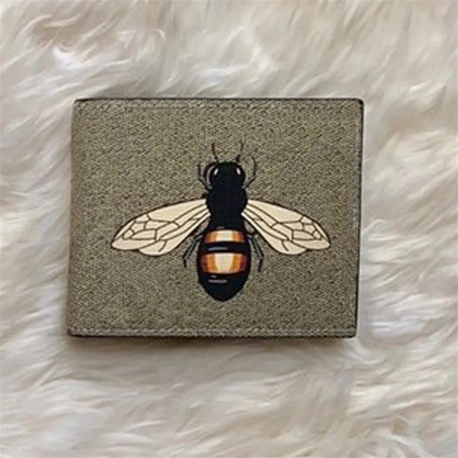 Bolsas de carteiras curtas de abelha estampada cl￡ssica para masculinos para homens para mulheres carteiras de chave de couro real para homens tamanho 11x9cm264w