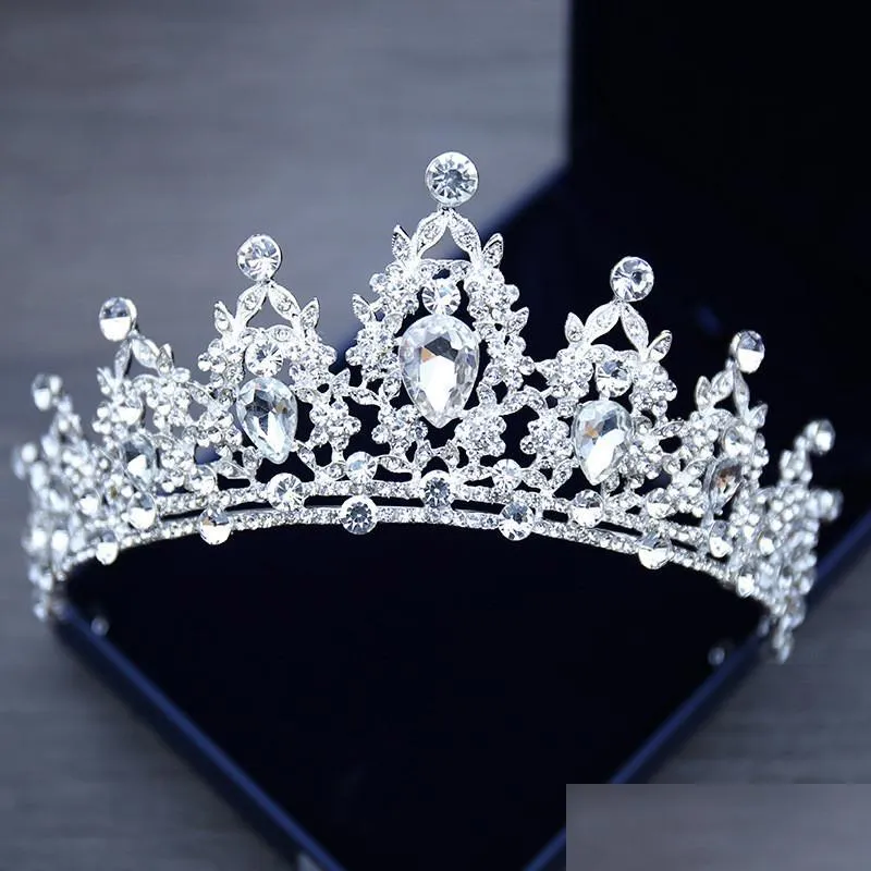 Headpieces Wedding Tiara Crystal Bridal Crown Sier Color Diadem Veil Accessories Head Smycken Drop Delivery Party Events DHJD1