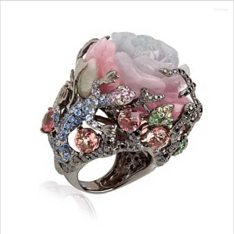 Cluster Rings Size 6-10 Flower Ring Jewelry Turkish Wedding Handmade Multi-Color For Women