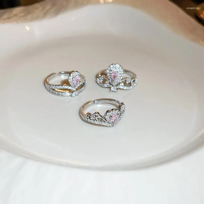 Bagues de cluster 2023 Corée exquise rose goutte amour anneau ouvert mode simple tempérament bijoux pour femmes