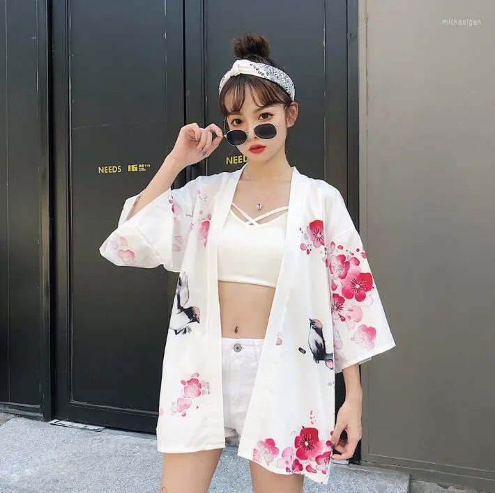 Moda étnica Moda Summer Kimono Cardigan Mulher japonesa Yukata fina