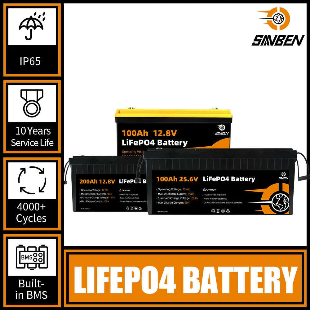 12V LifePo4 Pakiet akumulatorowy 100AH ​​200AH 24 V Wbudowany BMS Grade A Iron Iron Park BASTHER PARKU DO EV RV RV WIDE