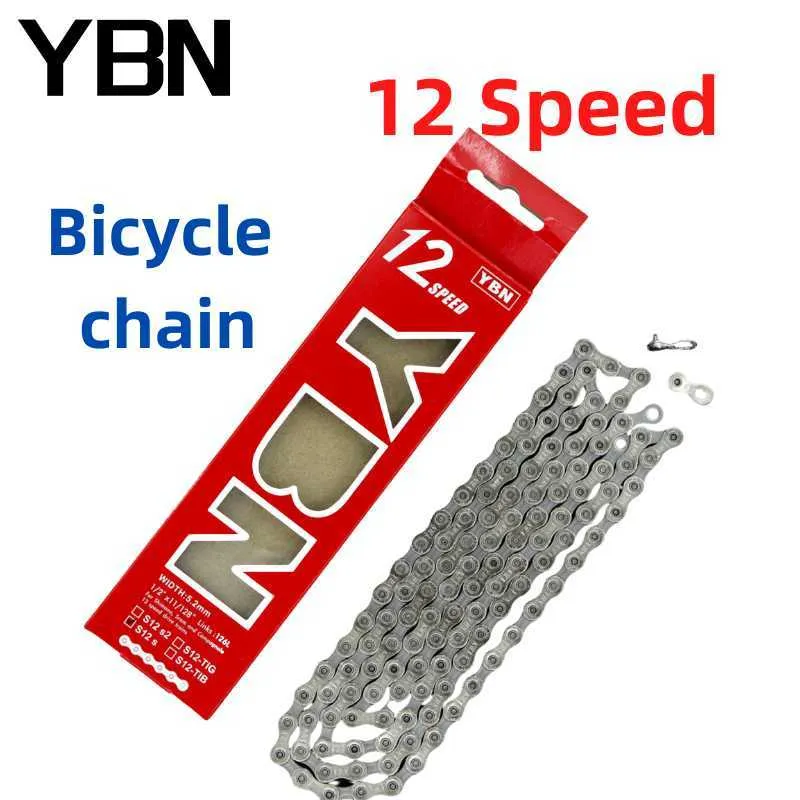 Kedjor YBN S12 Speed ​​Bike Chain MTB Road Bicycle Forshimano för Campagnolo Kompatibel med alla 12-växlad omkopplingssystemdelar 0210