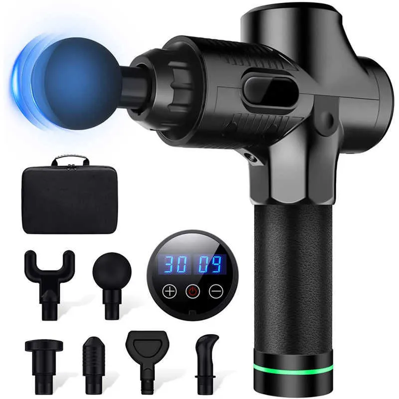 r Percussion Tecido profundo FASCIA Gun Gun Handheld Massager Massager Recosamento das costas para alívio da dor 0209