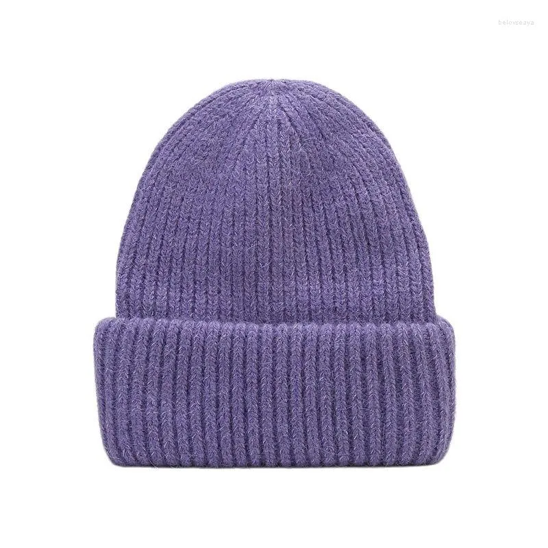 Bérets LDSLYJR automne et hiver couleur unie épaissir chapeau tricoté chaud Skullies casquette bonnet pour hommes femmes 04