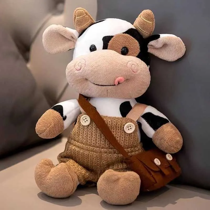 26CMCute Simulation Cattle Animals Cartoon Milk Cow Plush Doll Soft Stuffed Sweater Toy Pillow Kids Birthday Gifts