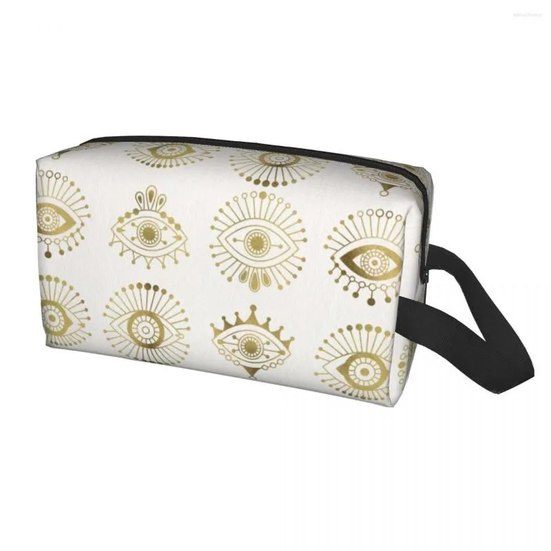 أكياس مستحضرات التجميل بوهو عيون شريرة حقيبة أدوات الزينة الهامسا للنساء لوحة الذهب المغرب منظم المكياج منظمة
