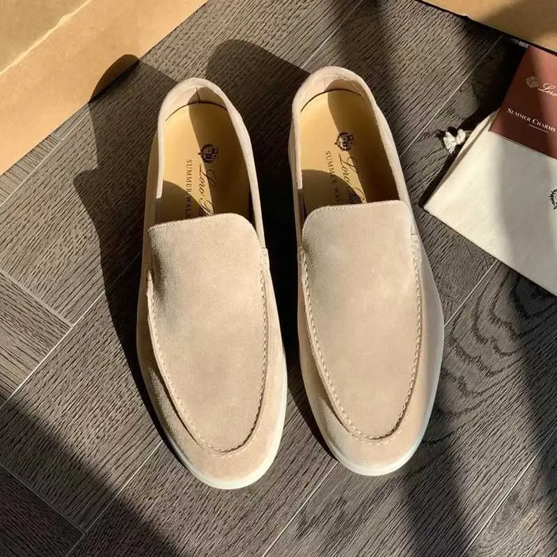 Skor fabriksdesigner Loropiana Jin Dongs samma typ av LP-bönor med platt-solade casualskor Herrpina pina läder läder bekväma loafers fhda