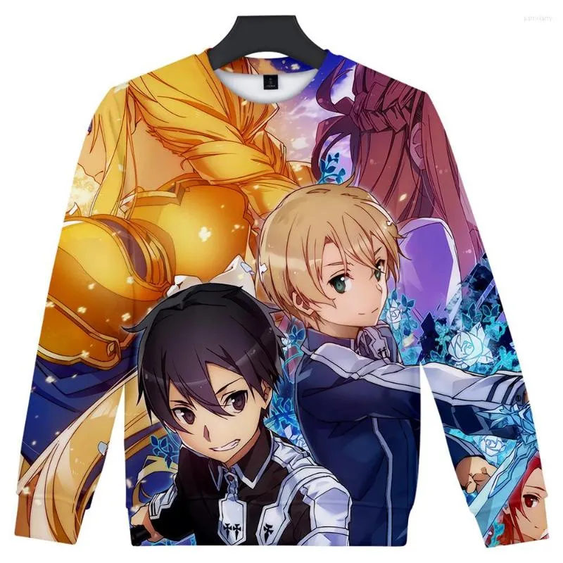 Moletons masculinos Alicization Anime unissex redondo colorido de moletom de moda moda moda de poliéster 3d material de poliéster