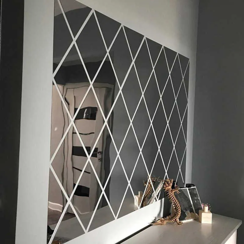 17/32/58Pcs DIY 3D 거울 벽 스티커 다이아몬드 삼각형 아크릴 벽 거울 스티커 어린이 방 거실 홈 장식