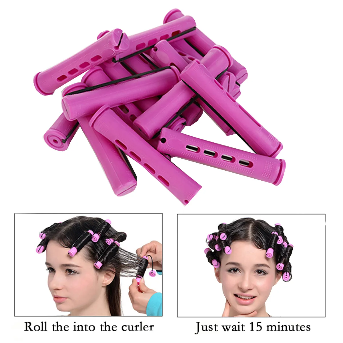 12 Pièces Cheveux Perm Tiges Courtes Vague Froide Tiges En Plastique Perming Tiges Cheveux Curling Rouleaux Bigoudis Avec Peigne En Acier Pintail