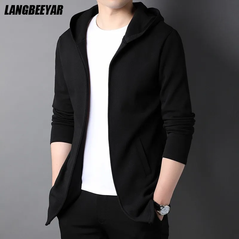 Men's Jackets High End Brand Designer Casual Fashion Stand Collar Korean Style Zipper Jackets For Men Solid Color Hooded Coats Men Clothes 230209