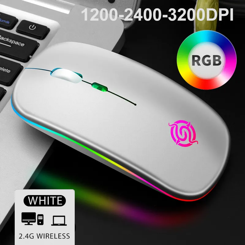 Mice 2 4G Wireless Mouse RGB Light Honeycomb Gaming Rechargeable USB Desktop PC Computers Aouse Laptop Gamer Cute 230210