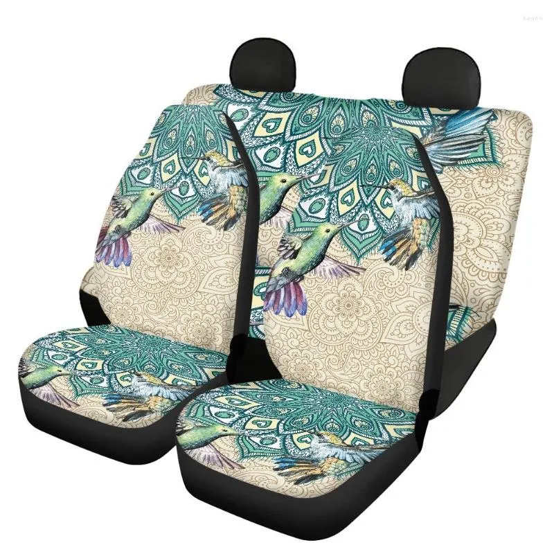 Housses de siège de voiture, ensemble complet, motif Mandala colibri, avant et arrière, accessoires de véhicule, Capas Para Assento