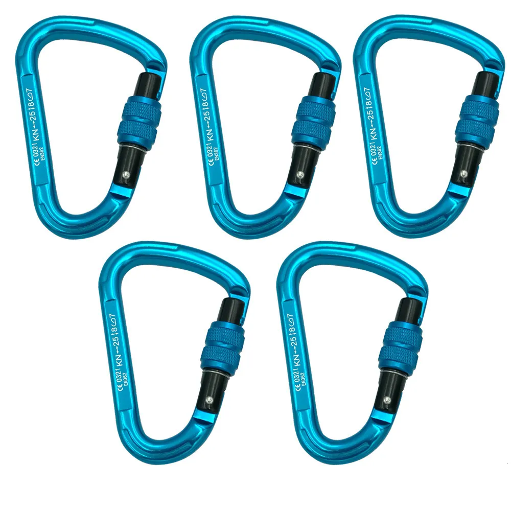 Cords Slings and Webbing 125st 25KN Climbing Ultra-Lightweight skruvlåst aluminiumlegering Carabiner Camping Riding vandringsele räddningsskruv låsning 230210