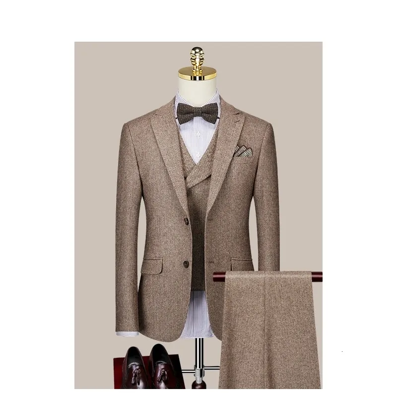 Mens Suits Blazers Custom Made Groomsmen Pattern Groom Tuxedos sjal Lapel Men Wedding Man 20881528 230209