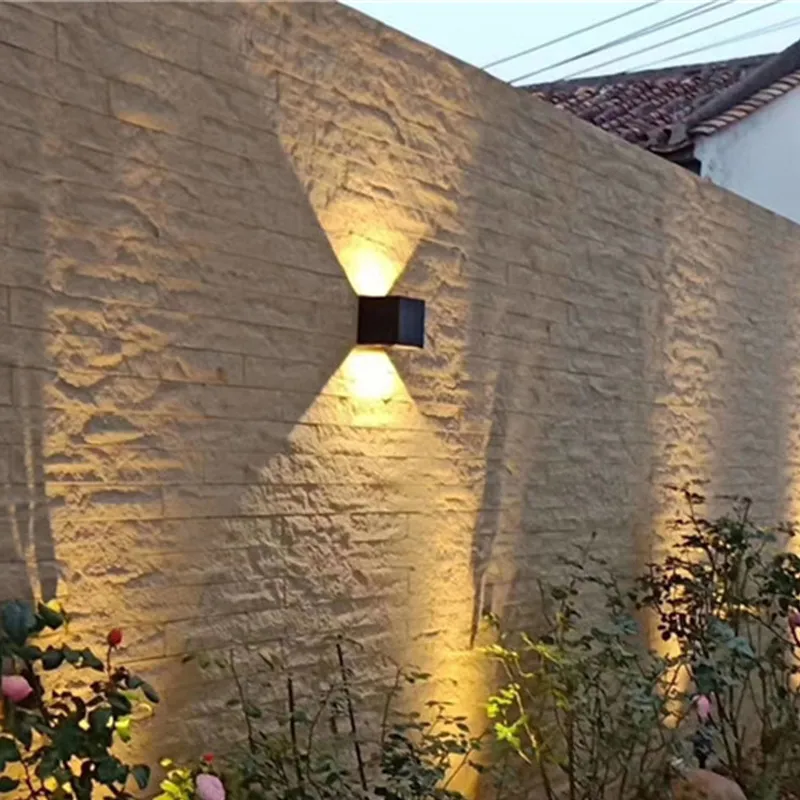 Lampes murales LED modernes haut vers le bas Cube chambre applique luminaire intérieur extérieur USASTAR
