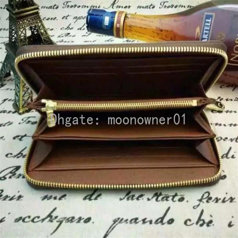 Top qualité porte-monnaie dame en cuir classique long portefeuille pour hommes en cuir long sac à main moneybag pochette à fermeture éclair poche à monnaie note compartimentm227A