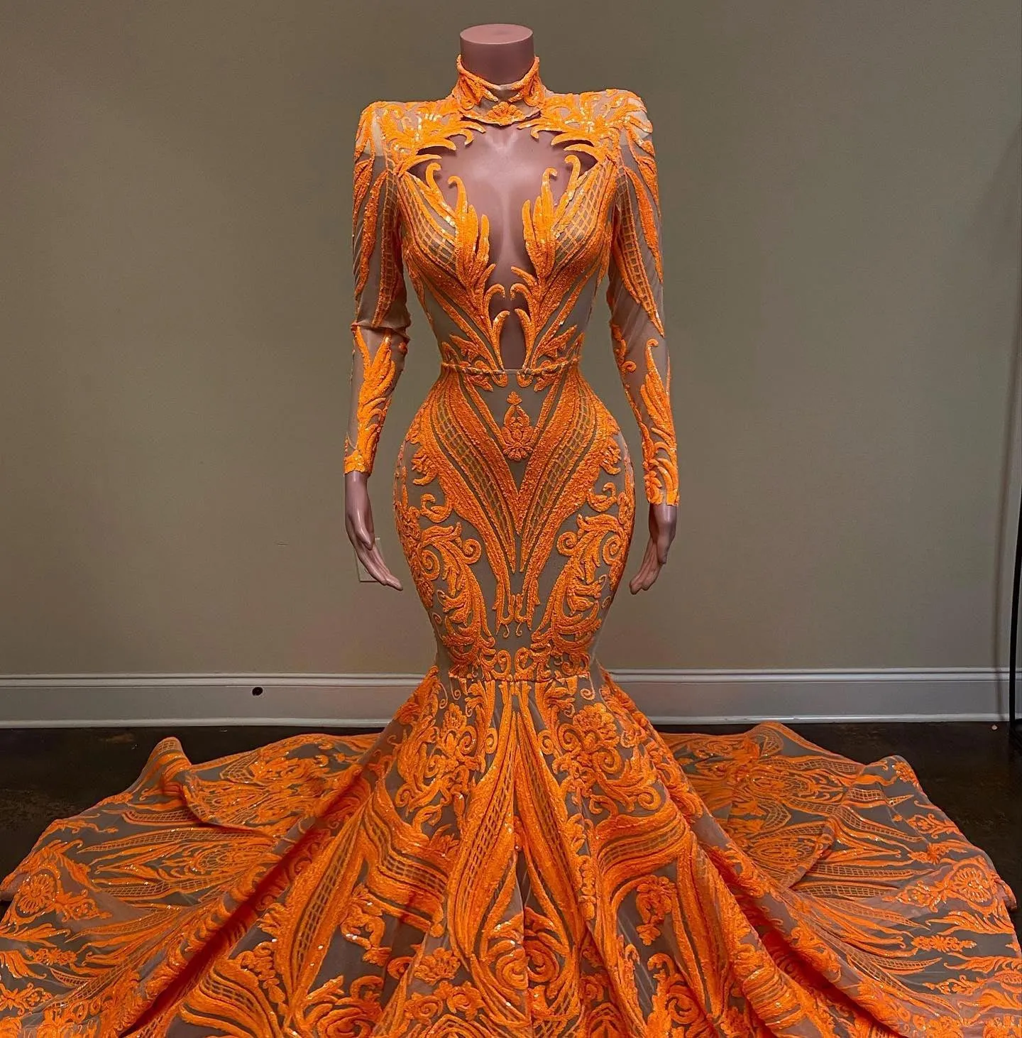Sparking Illusion Mermaid Prom klär afrikanska paljetter Kvinnor Special Occasion Dress Sweep Train de Soiree