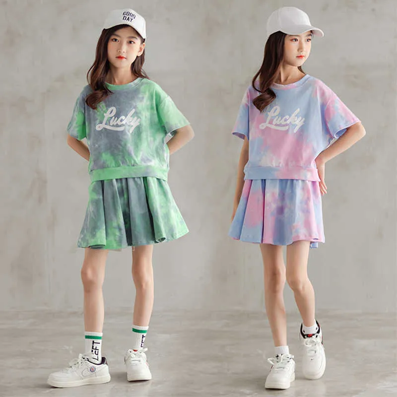 Kledingsets Teenage Girls Clothing Sets Summer New Fashion Top en Skirts Little Princess Suit 3 4 5 6 7 8 9 10 11 12 jaar oude kinderkleding W230210