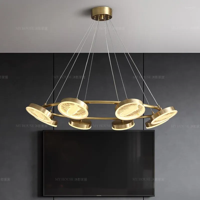 Подвесные лампы все медные постмодернистские легкие роскошные люстры рельефные лампы в гостиной лампа гостиная