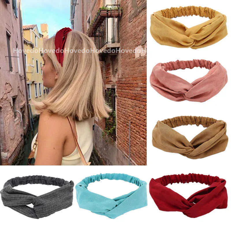 Copricapo Accessori per capelli Fascia per capelli estiva in pelle scamosciata per donna Turbante con nodo incrociato vintage Fascia per capelli elastica morbida e solida per ragazze