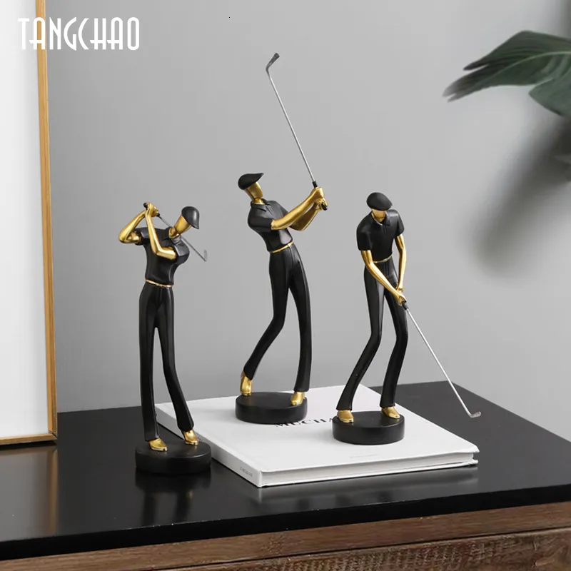 Decorative Objects Figurines Creative Human Statue Resin Art Golf Sculpture Office Decor Modern Craft Home Decoration Cabinet Tabletop Figurines 230210