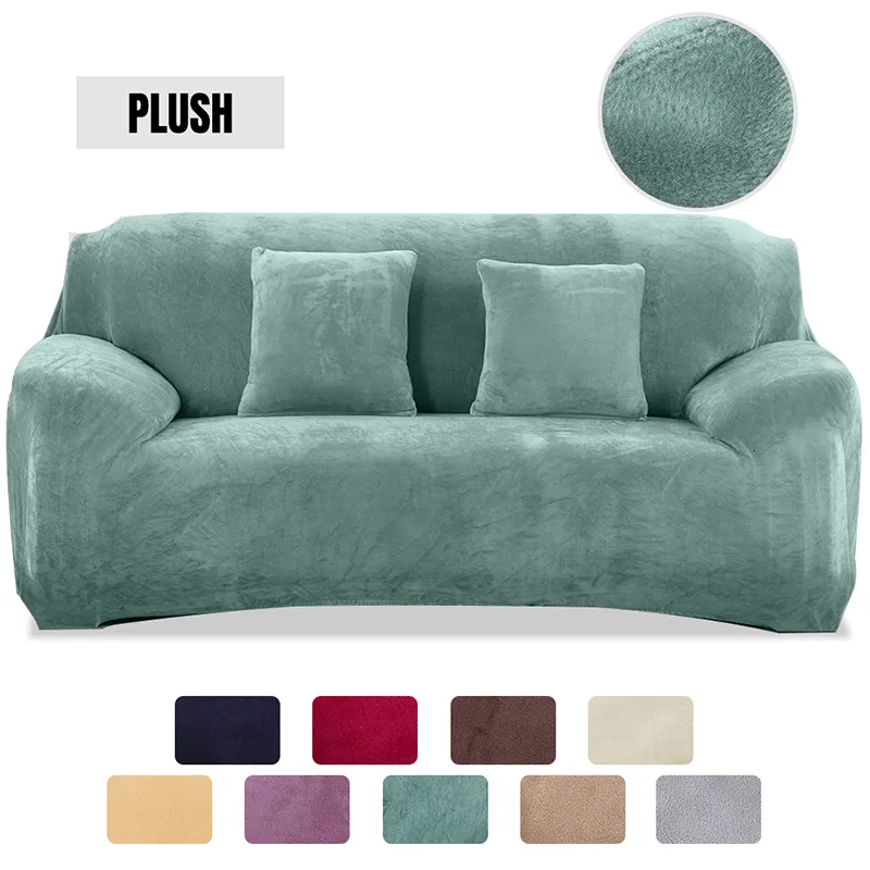 Pokrywa krzesełka Pluszowa sofa w kształcie litery L do salonu Elastyczne meble meblowe na kanapie do mycia szezlonka Longue Corner Stretch 230209