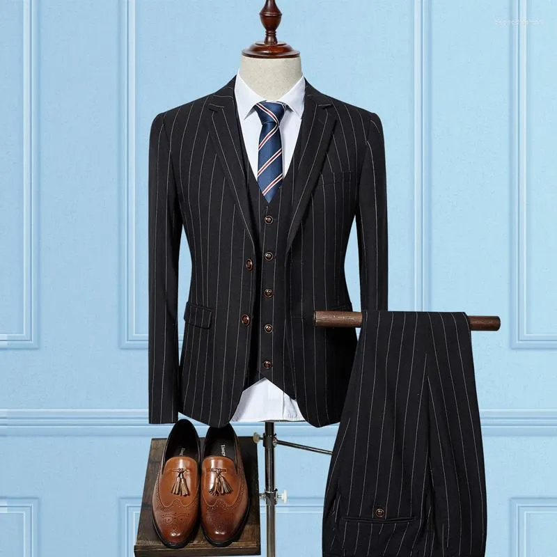 Men's Suits Brand (Jacket Pants Vest) 2023 Good Quality Men's Slim Fit Casual Jacket Wedding For Men 3 Pieces Plus Size