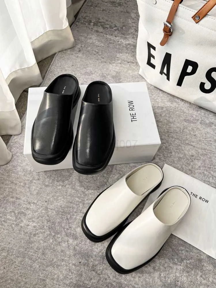 Designer la rangée chaussures habillées haut ensemble automne mode tête ronde en cuir Baotou sandales décontracté Muller pantoufles