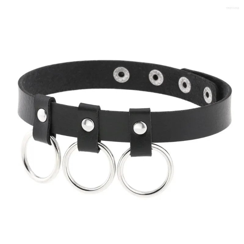 Choker Metal rund halsband läder krage goth maxi sele halsband kvinnor män svart gotisk chocker punk smycken kvinnlig