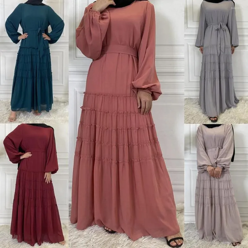 Vêtements ethniques Eid Ramadan Abaya pour femmes musulmanes Maxi robe Dubaï Turquie Kaftan Robe en mousseline de soie arabe islamique Caftan Femme Musulmane