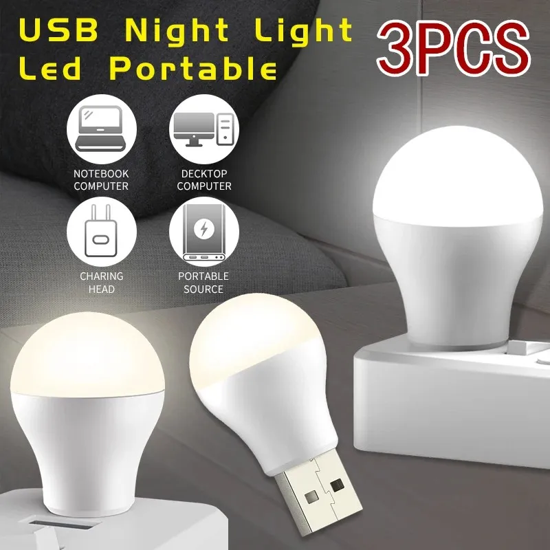 USB Portable LED Lamp Mini Night Light Round Lamp Computer Mobile Power  Light 