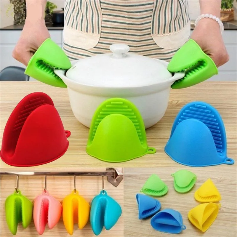 Table Mats Silicone Heat Resistant Gloves Clips Insulation Anti-slip Pot Bowel Holder Clip Cooking Baking Oven Anti Scalding Kitchen Mitts