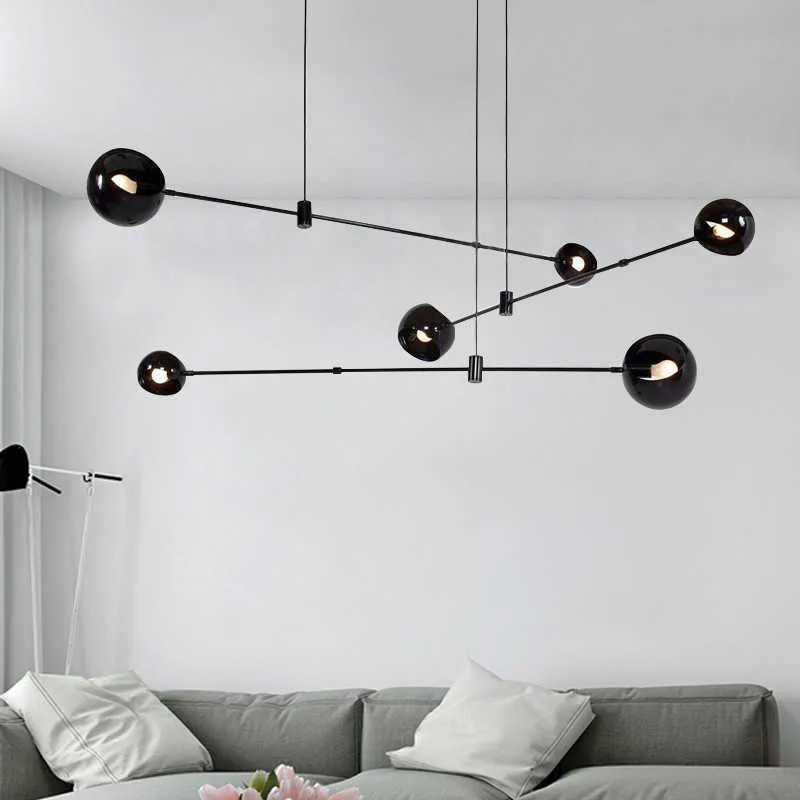 Lichter Nordic Einfache Kronleuchter Designer Decke Kronleuchter Led-beleuchtung für Wohnzimmer Dekoration Kreative Schwarz Metall Hängen Lampen 0209