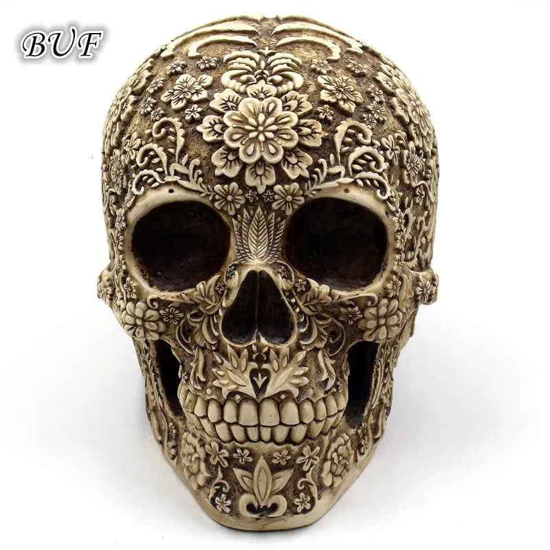 Decoratieve objecten Figurines Buf Modern Resin Standbeeld Retro Skull Decor Home Decoratie Ornamenten Creatieve kunst Snijden Skull Mod 230210