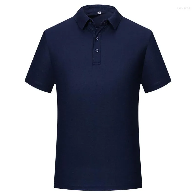 Men's Polos Men's Short Sleeve Polo Shirts Solid Color Stretch Smooth Breathable Cool Feeling Button Up Summer T-shits Casual Man