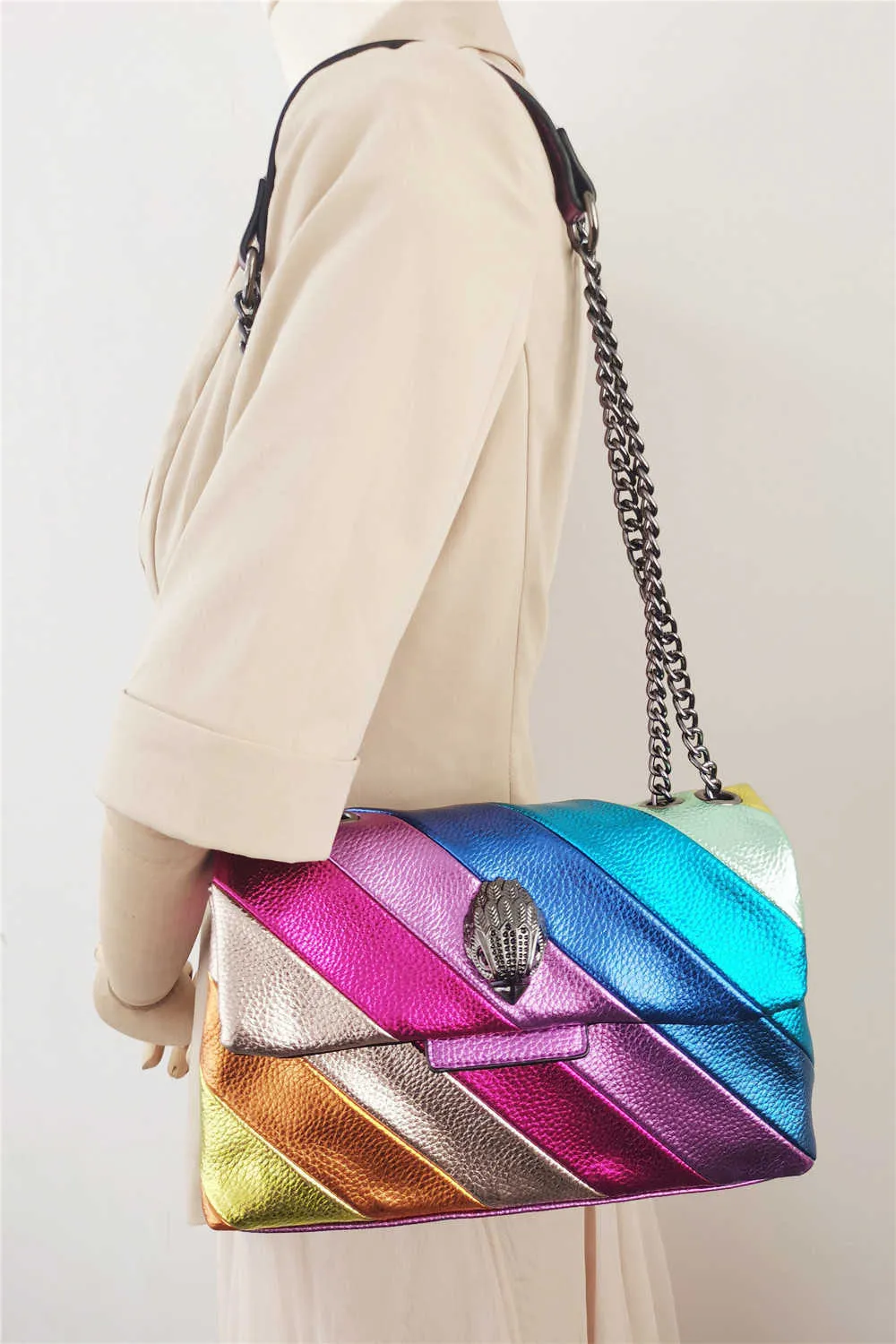 Bolsa de designer de luxuris Bag Golden Eagle Cabe￧a Bolsas de ombro da mulher Contraste em contraste Sacos de crossbody Bird Head Rainbow Designers Bolsa Bolsa Bolsa