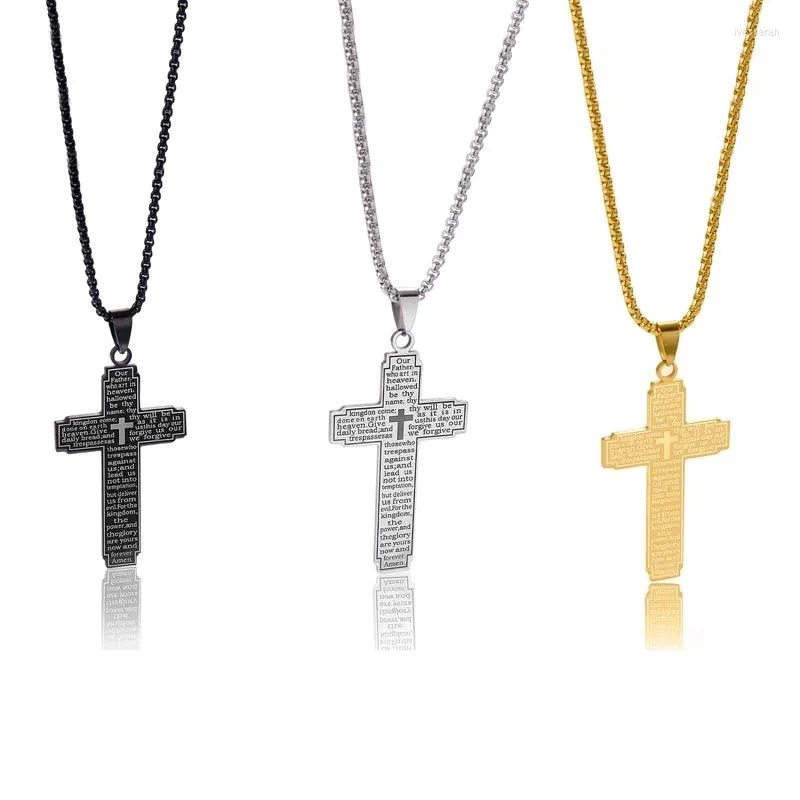 Pendant Necklaces 1PC Style Cross Chain Necklace Stainless Steel Big Men's Religious Prayer Fashion Jewelry